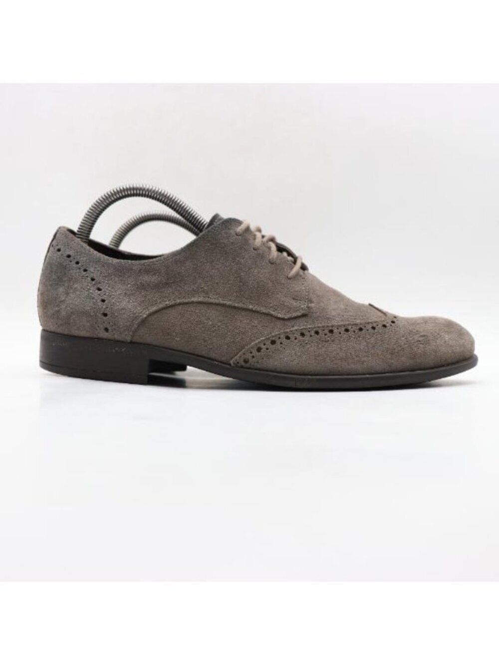 John Varvatos Wing Tip Dress Shoes Men's Size 7.5 M Gray Suede Lace Up